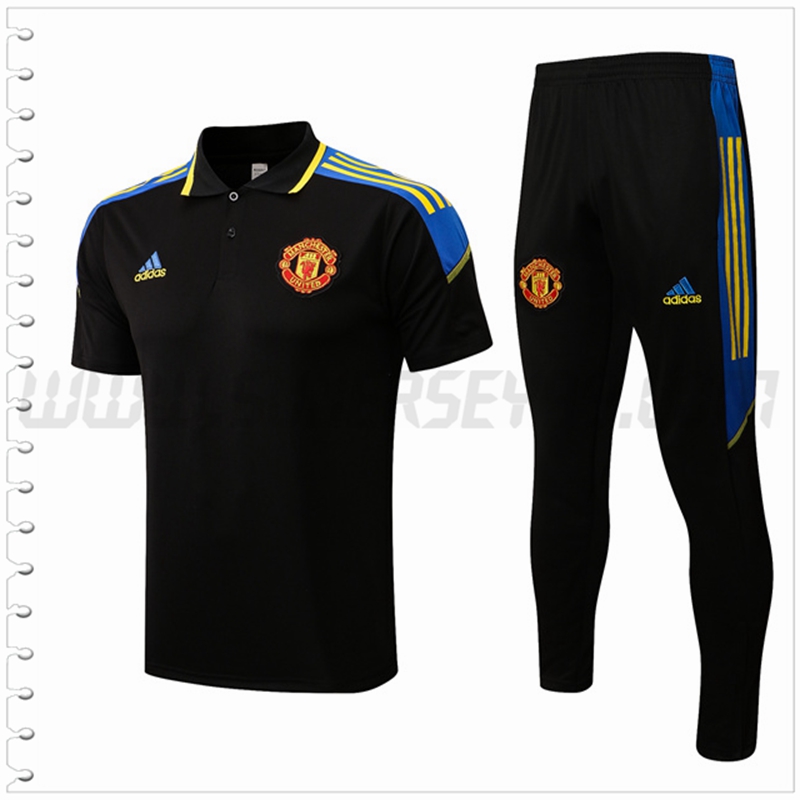Polo Futbol Manchester United + Pantalones Negro 2022 2023
