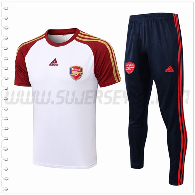 Camiseta Entrenamiento Arsenal + Pantalones Blanco Rojo 2022 2023