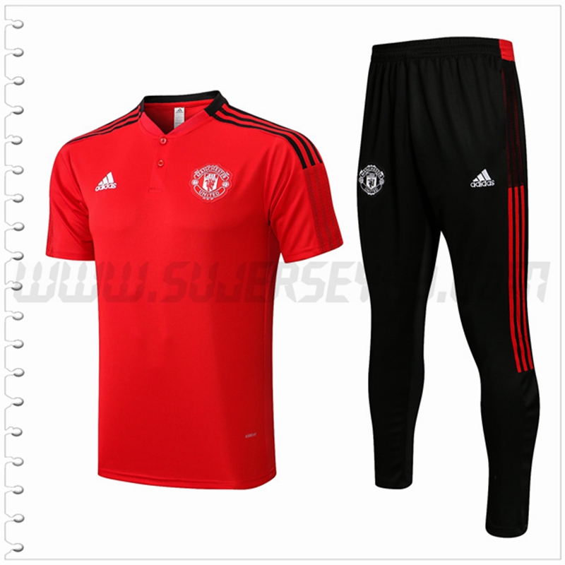 Camiseta Entrenamiento Manchester United + Pantalones Rojo 2022 2023