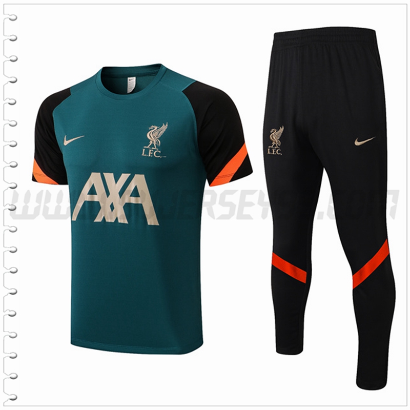 Camiseta Entrenamiento FC Liverpool + Pantalones Verde Negro 2022 2023