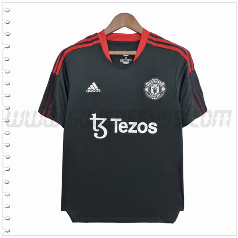 Camiseta Entrenamiento Manchester United Tezos Negro 2022 2023