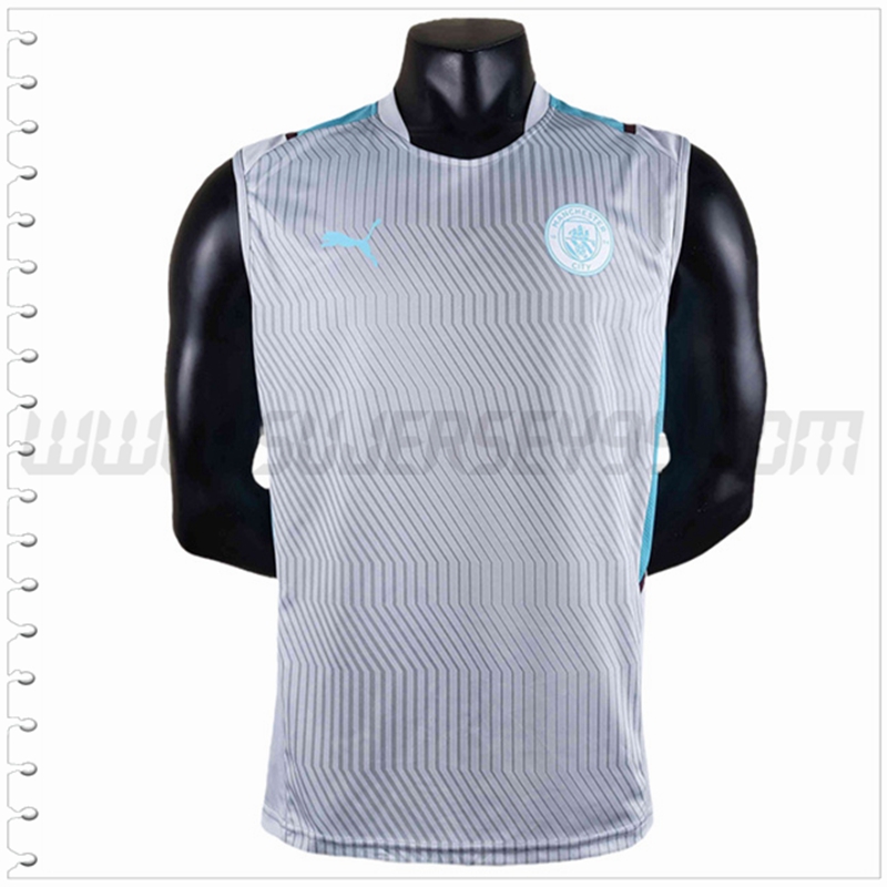 Camiseta Entrenamiento Sin Mangas Manchester City Gris 2022 2023