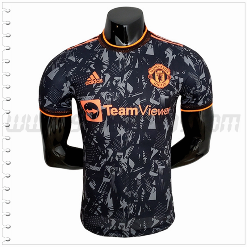 Camiseta Futbol Manchester United Negro 2022 2023