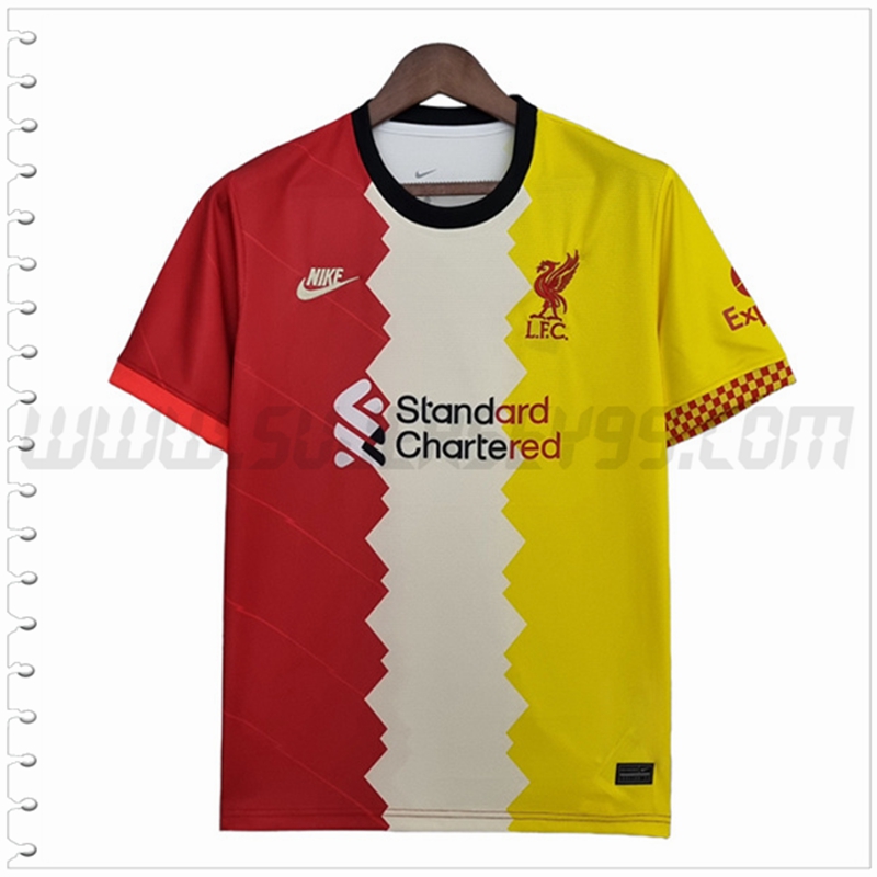 Camiseta Futbol FC Liverpool Rojo Blanco Amarillo 2022 2023