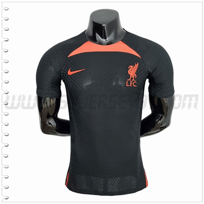 Camiseta Entrenamiento FC Liverpool Versión del jugador Negro 2022 2023