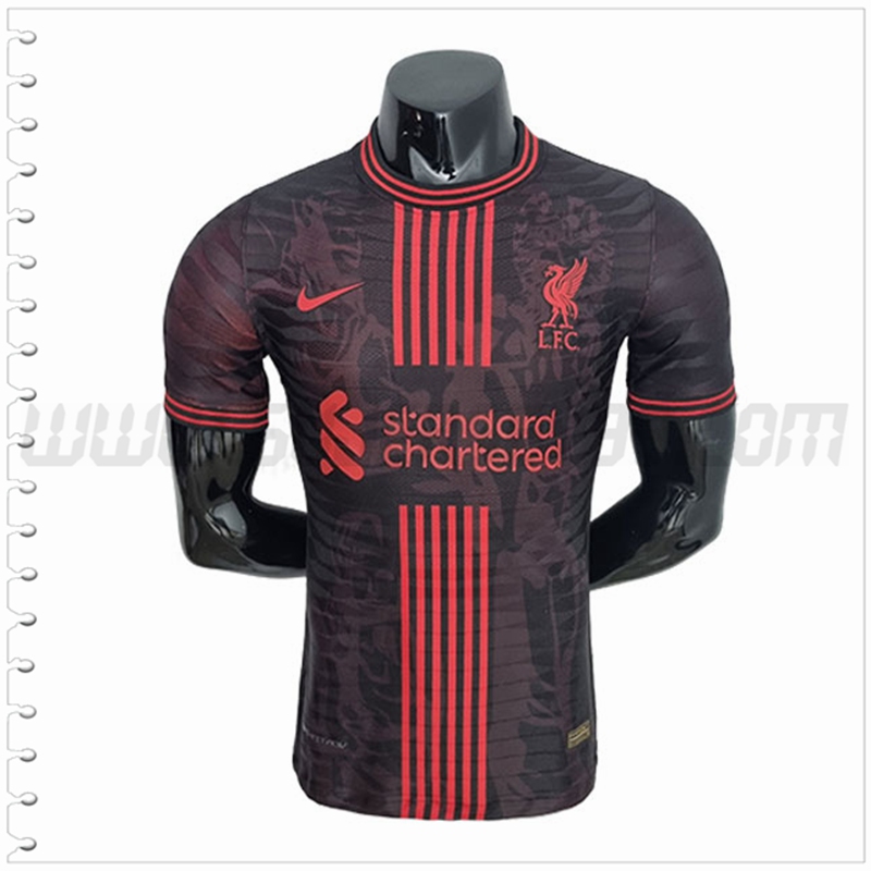 Camiseta Entrenamiento FC Liverpool Versión del jugador Rojo Negro 2022 2023