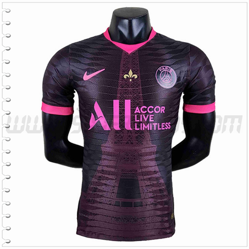 Camiseta Entrenamiento Jordan PSG Versión del jugador Negro Rosa 2022 2023