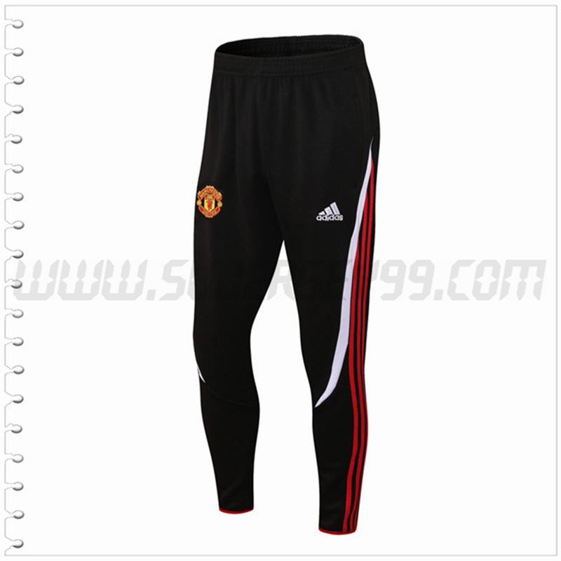 Pantalones Entrenamiento Manchester United Negro Rojo 2022 2023