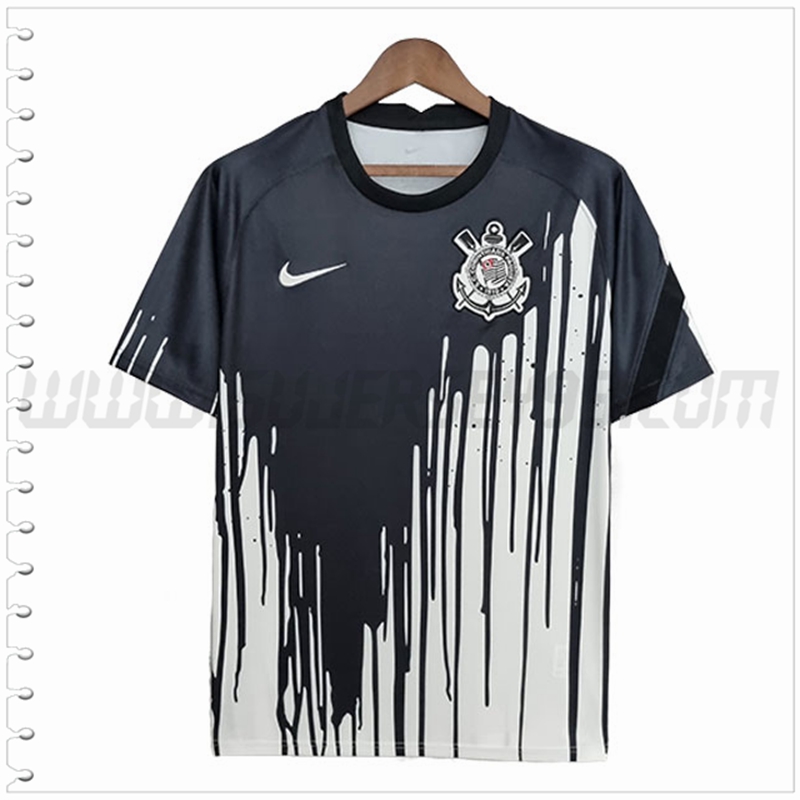 Camiseta Futbol Corinthians Blanco Negro 2022 2023