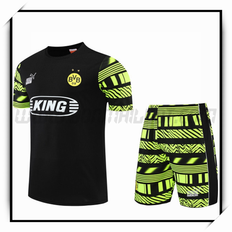 Camiseta Entrenamiento Dortmund BVB + Pantalones Cortoss Negro 2022 2023