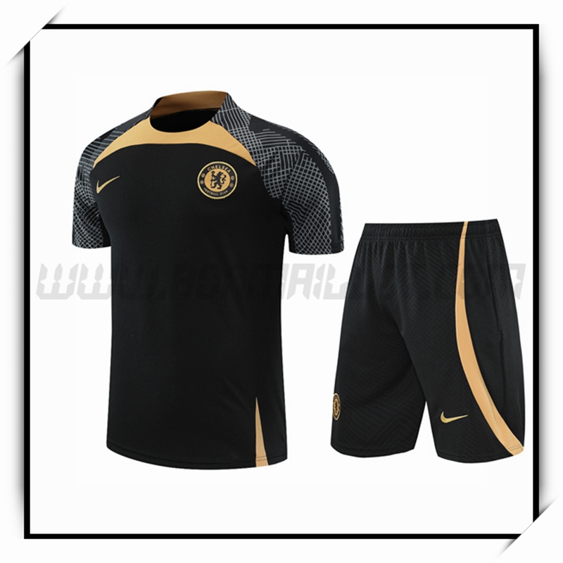 Camiseta Entrenamiento FC Chelsea + Pantalones Cortoss Negro 2022 2023