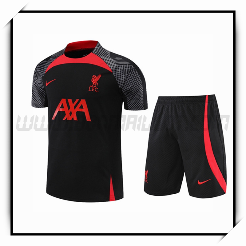 Camiseta Entrenamiento FC Liverpool + Pantalones Cortoss Negro 2022 2023