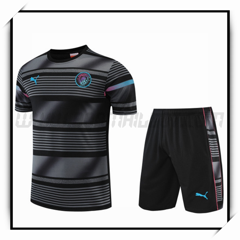 Camiseta Entrenamiento Manchester City + Pantalones Cortoss Negro 2022 2023