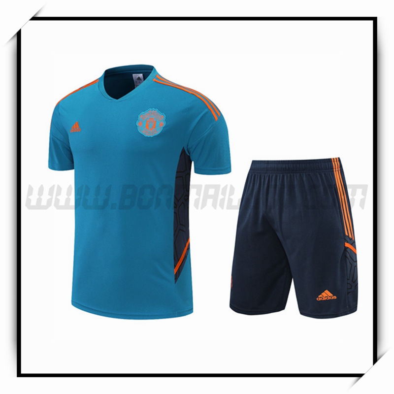 Camiseta Entrenamiento Manchester United + Pantalones Cortoss Azul 2022 2023