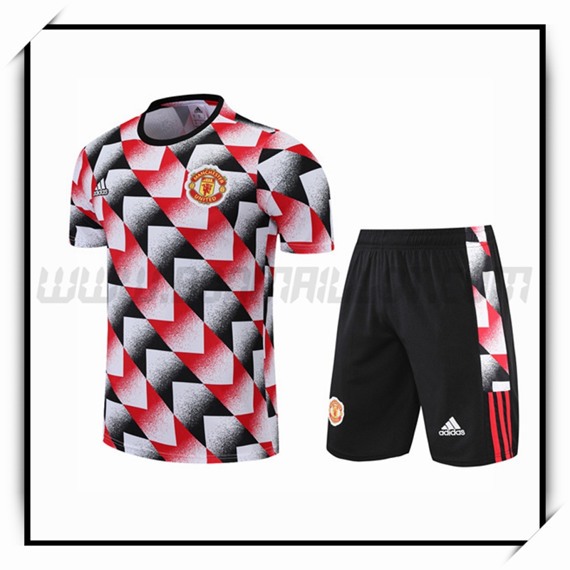 Camiseta Entrenamiento Manchester United + Pantalones Cortoss Negro Rojo 2022 2023