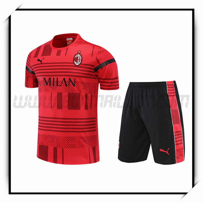 Camiseta Entrenamiento AC Milan + Pantalones Cortoss Rojo 2022 2023