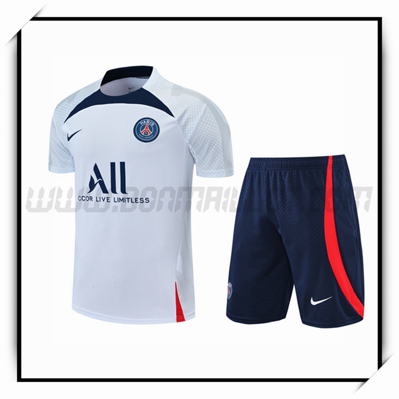 Camiseta Entrenamiento PSG + Pantalones Cortoss Blanco 2022 2023