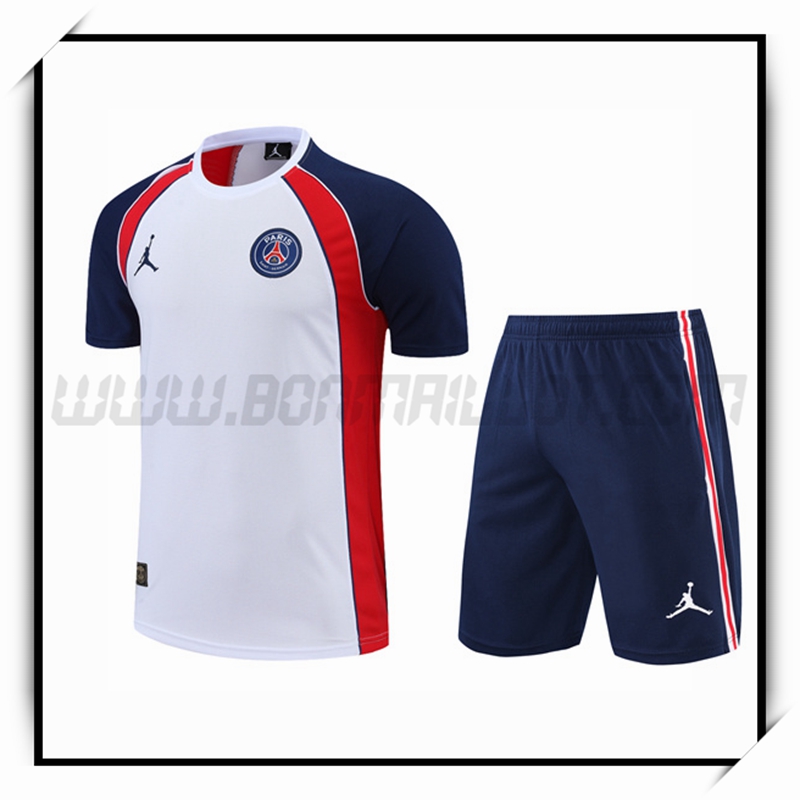 Camiseta Entrenamiento Jordan PSG + Pantalones Cortoss Blanco Rojo 2022 2023