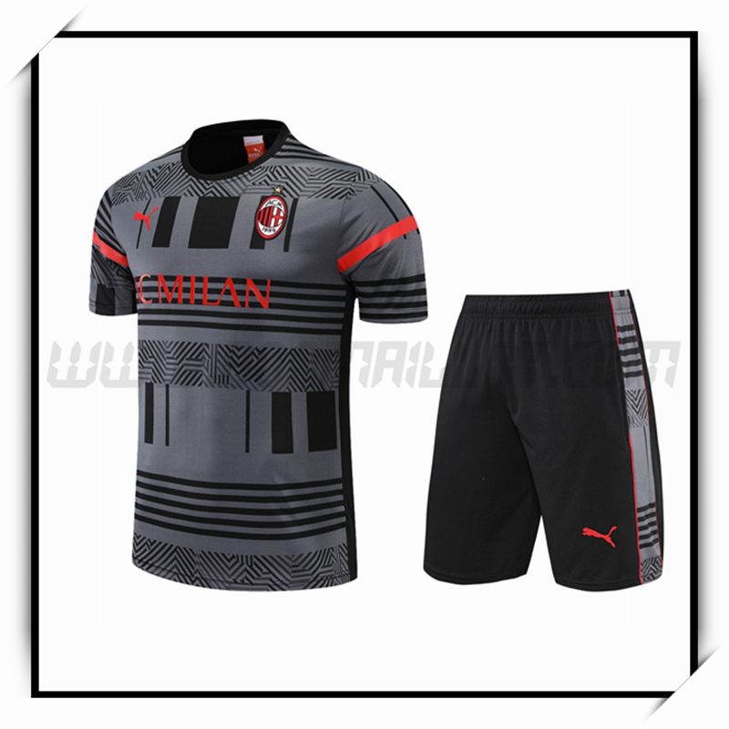 Camiseta Entrenamiento AC Milan + Pantalones Cortoss Gris 2022 2023