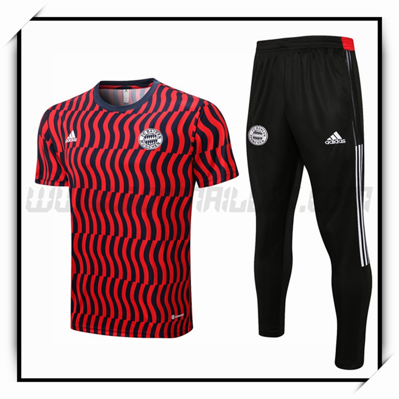 Camiseta Entrenamiento Bayern Munich + Pantalones Rojo Negro 2022 2023