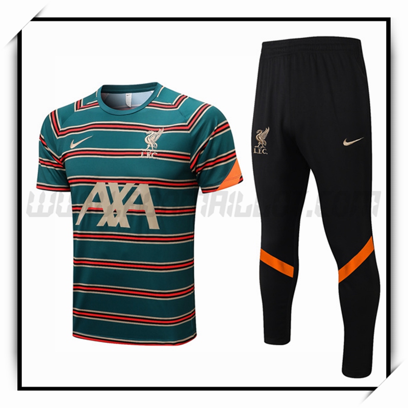 Camiseta Entrenamiento FC Liverpool + Pantalones Verde Rojo 2022 2023