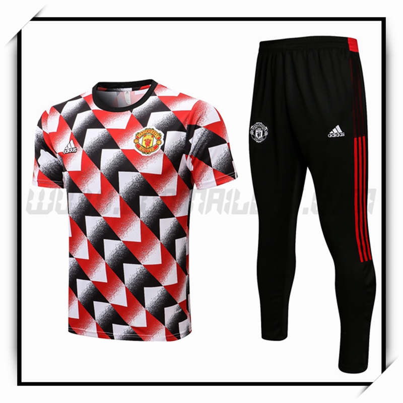 Camiseta Entrenamiento Manchester United + Pantalones Rojo Negro 2022 2023