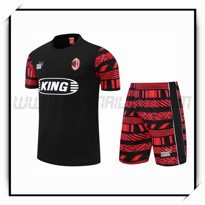 Camiseta Entrenamiento AC Milan + Pantalones Cortoss Negro 2022 2023