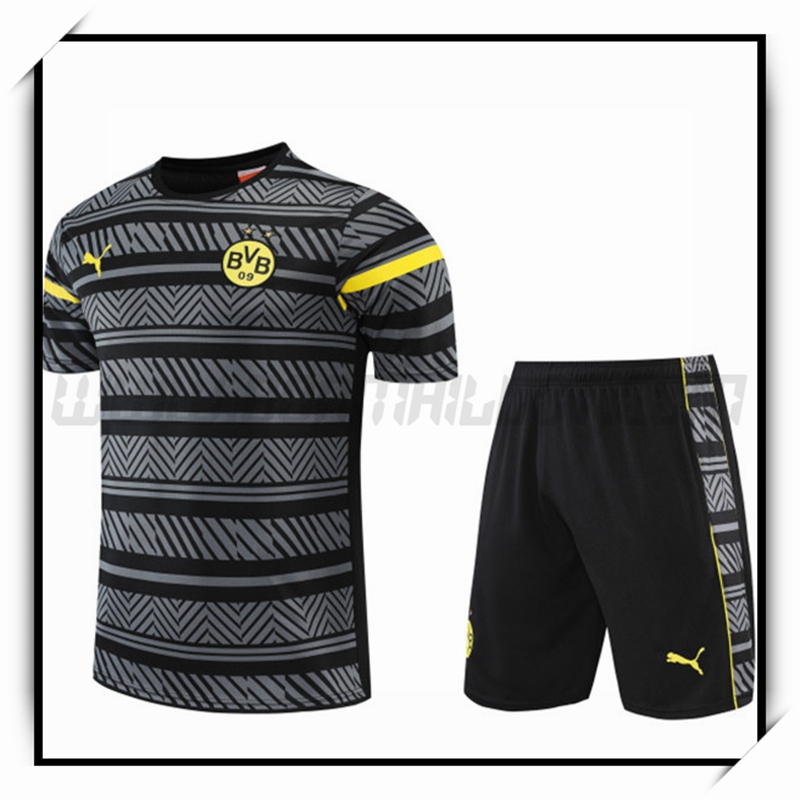 Camiseta Entrenamiento Dortmund BVB + Pantalones Cortoss Gris 2022 2023