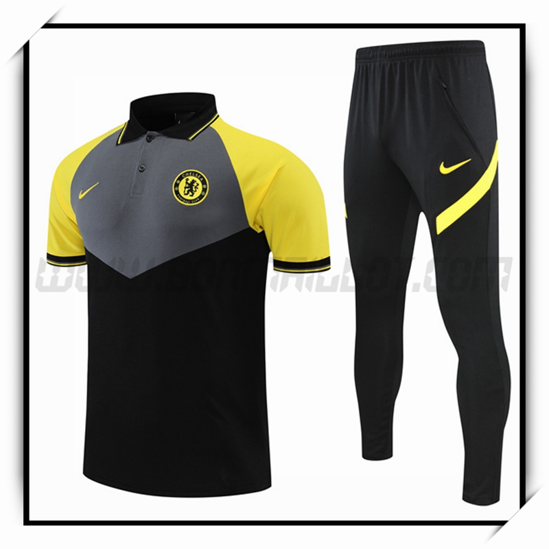 Polo Futbol FC Chelsea + Pantalones Negro Amarillo 2022 2023