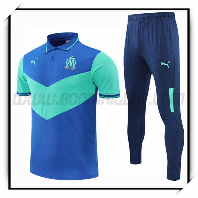 Polo Futbol Marsella OM + Pantalones Azul 2022 2023