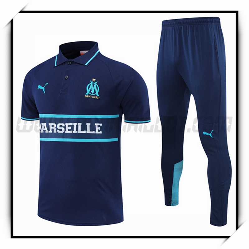 Polo Futbol Marsella OM + Pantalones Azul Marino 2022 2023