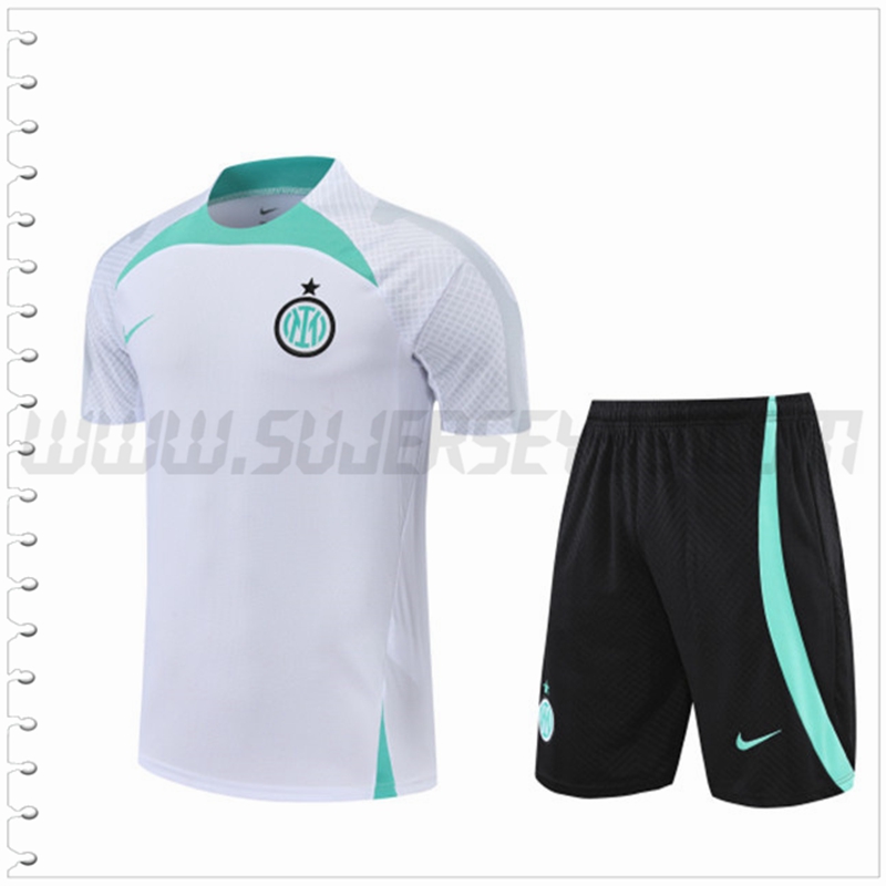 Camiseta Entrenamiento Inter Milan + Pantalones Cortos Blanco 2022 2023