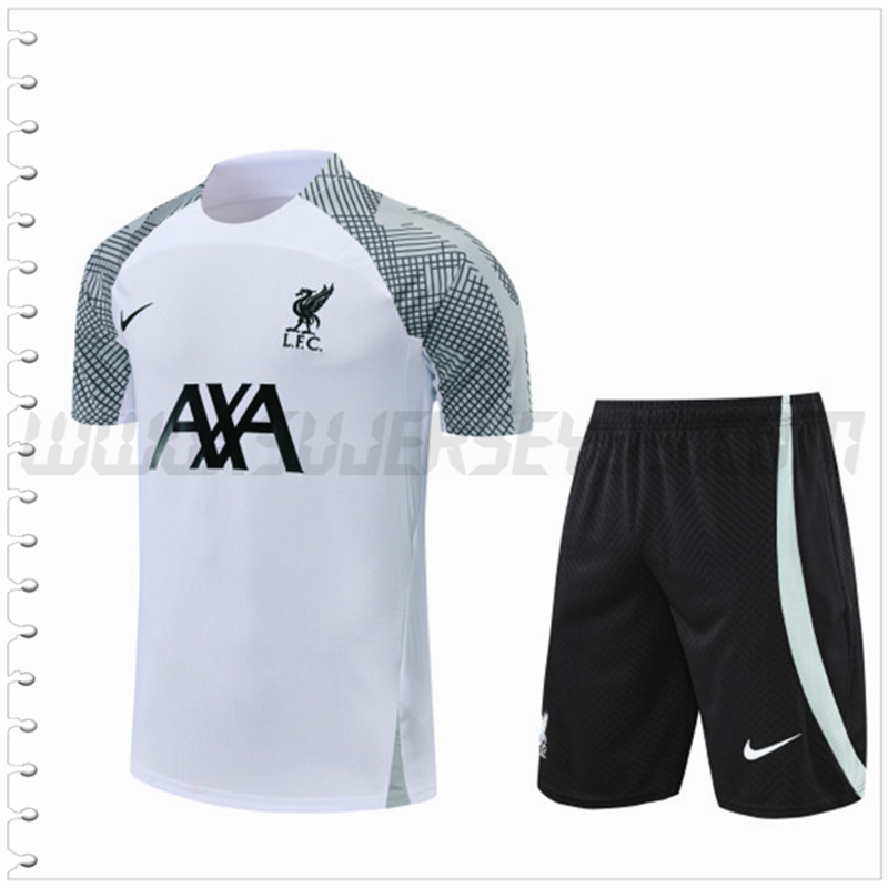 Camiseta Entrenamiento FC Liverpool + Pantalones Cortos Blanco 2022 2023