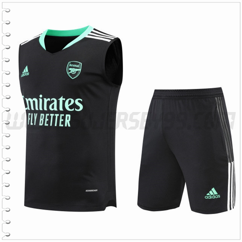 Camiseta Entrenamiento Sin Mangas Arsenal + Pantalones Cortos Negro 2022 2023