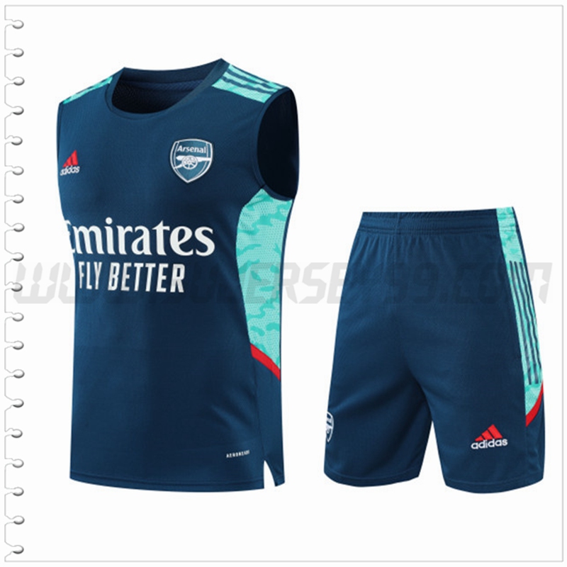 Camiseta Entrenamiento Sin Mangas Arsenal + Pantalones Cortos Azul 2022 2023