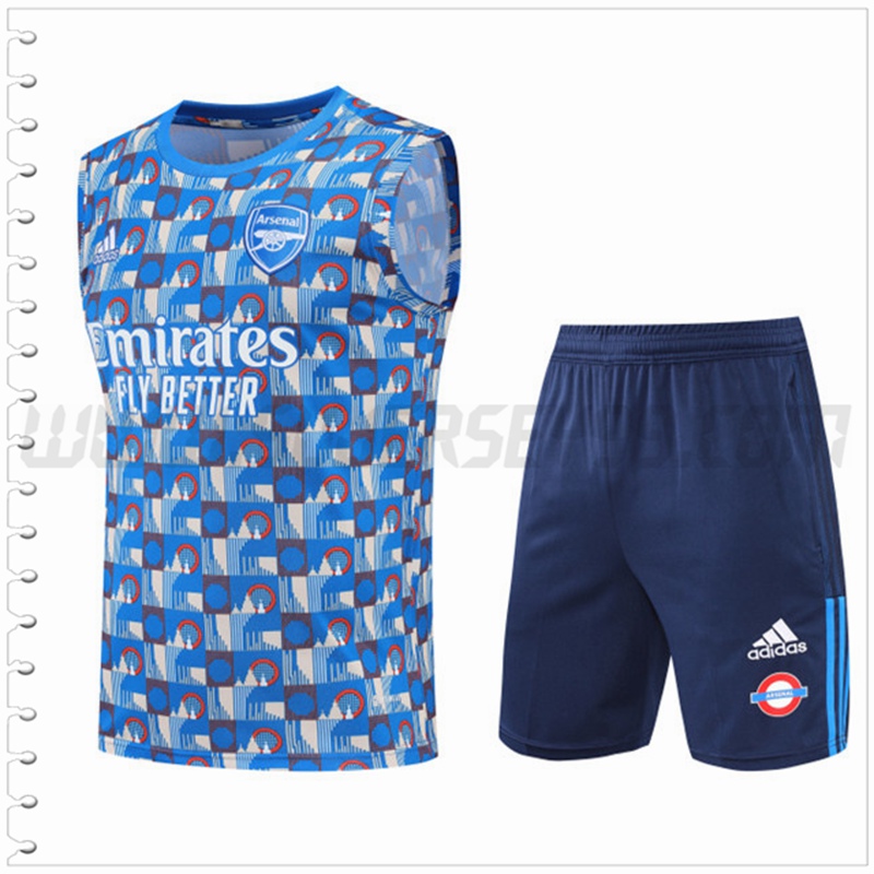 Camiseta Entrenamiento Sin Mangas Arsenal + Pantalones Cortos Azul/Blanco 2022 2023