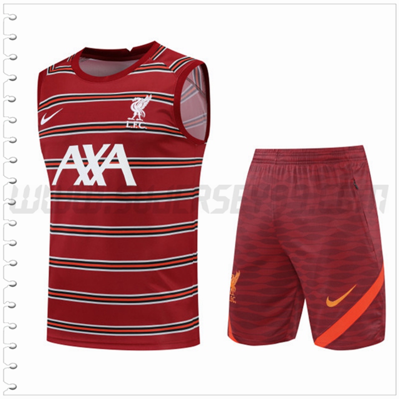 Camiseta Entrenamiento Sin Mangas FC Liverpool + Pantalones Cortos Rojo 2022 2023