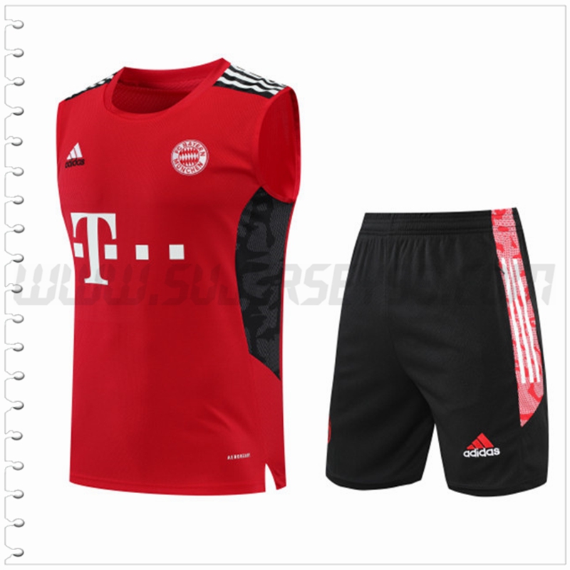 Camiseta Entrenamiento Sin Mangas Bayern Munich + Pantalones Cortos Rojo 2022 2023