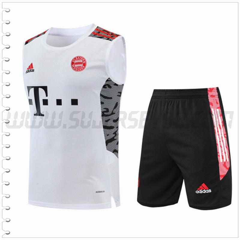 Camiseta Entrenamiento Sin Mangas Bayern Munich + Pantalones Cortos Blanco 2022 2023