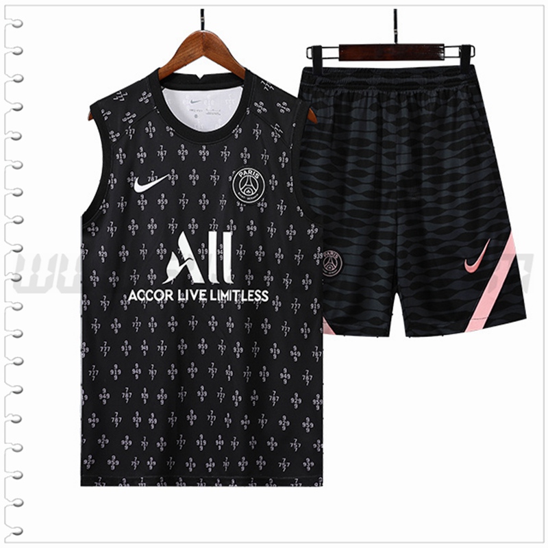 Camiseta Entrenamiento Sin Mangas PSG + Pantalones Cortos Blanco 2022 2023