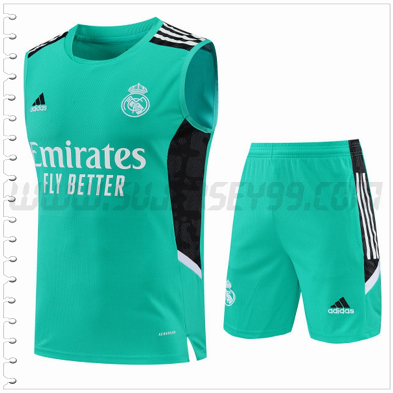 Camiseta Entrenamiento Sin Mangas Real Madrid + Pantalones Cortos Verde 2022 2023