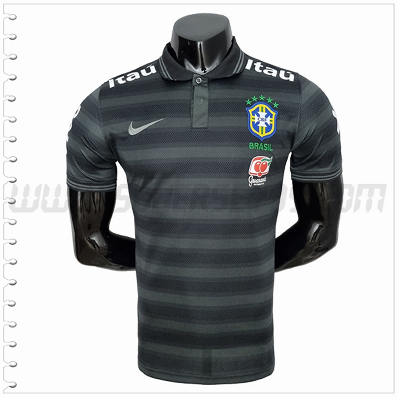 Polo Futbol Brasil Negro/Gris 2022 2023