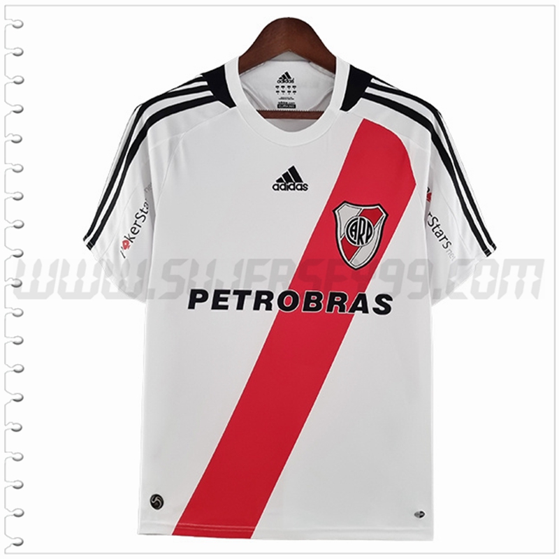 Primera Camiseta Futbol River Plate Manga Larga Retro 2009/2010