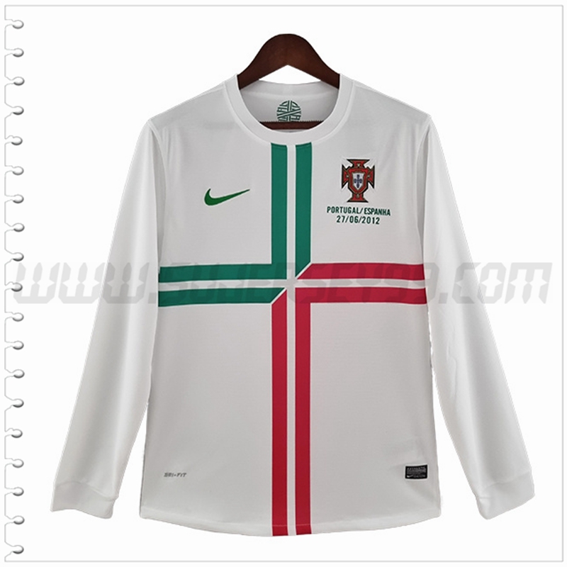 Segunda Camiseta Futbol Portugal Manga Larga Retro 2012