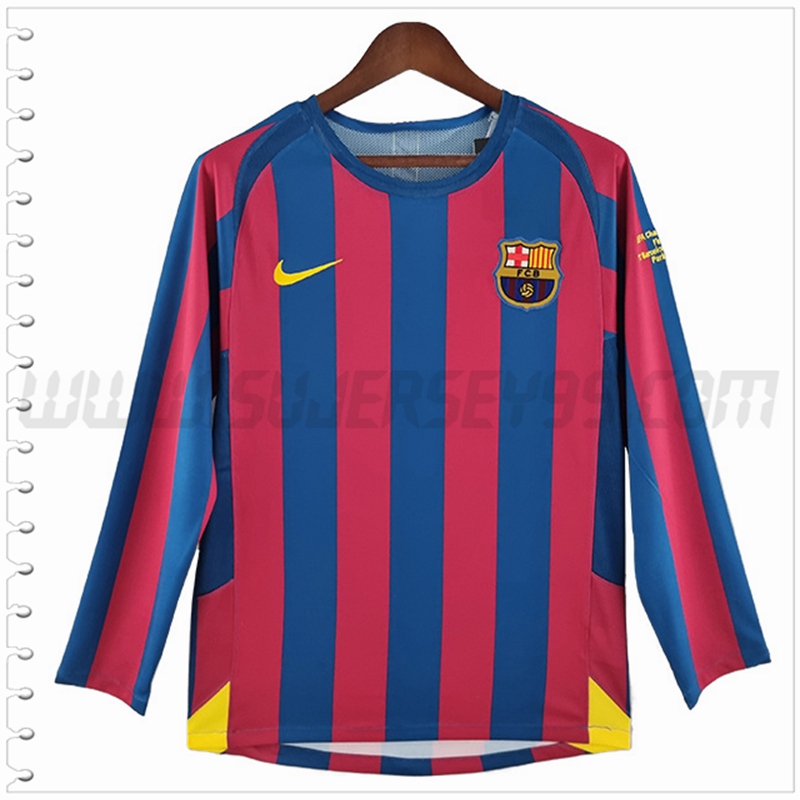 Primera Camiseta Futbol FC Barcelona Manga Larga Retro 2005/2006