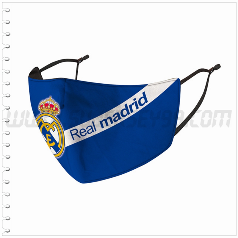 Nueva Mascara Futbol Real Madrid Azul/Blanco Reutilizable