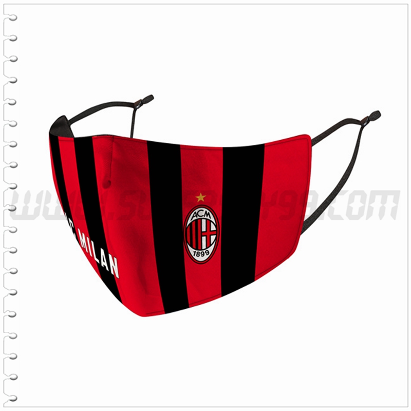 Nueva Mascara Futbol AC Milan Rojo/Negro Reutilizable