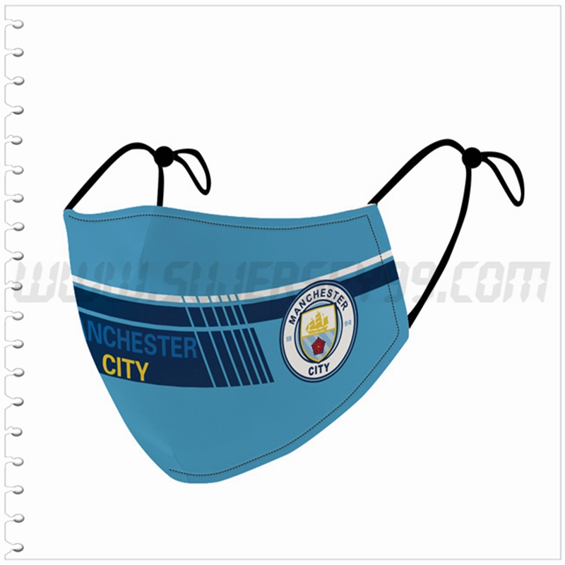 Nueva Mascara Futbol Manchester City Azul Reutilizable