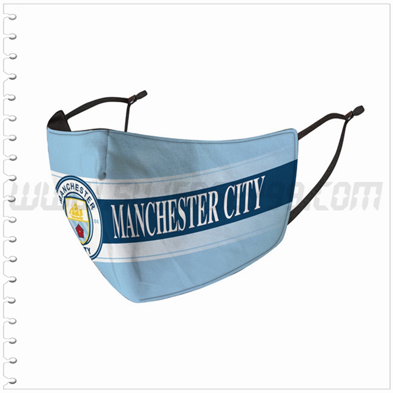 Nueva Mascara Futbol Manchester City Azul/Blanco Reutilizable