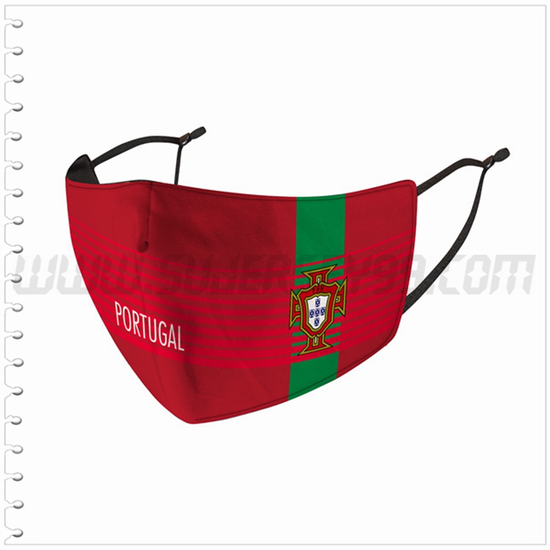 Nueva Mascara Futbol Portugal Rojo Reutilizable